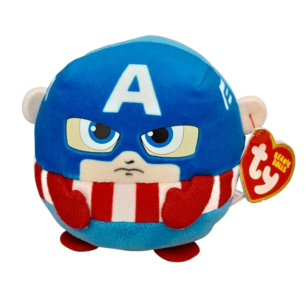 Ty Beanie Balls Marvel Captain America Plush Round Stuffed Toy 4 inch 2024